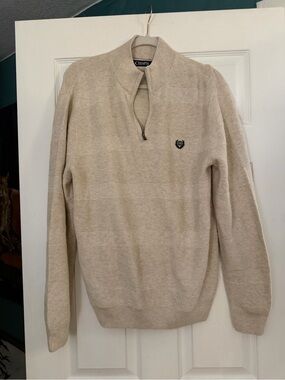 Chaps Men's Cream Half-Zip Knit Sweater